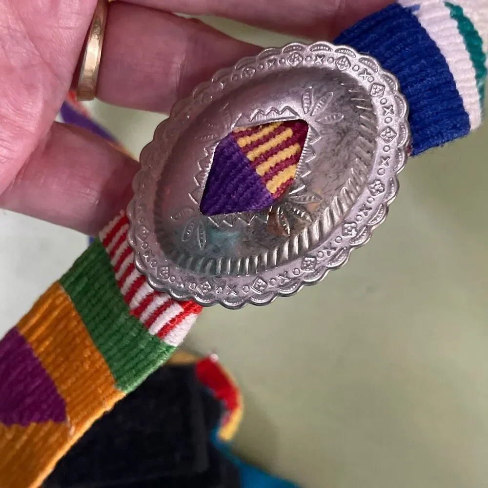 Southwest vintage necklace headpiece Aztec boho Hand woven.